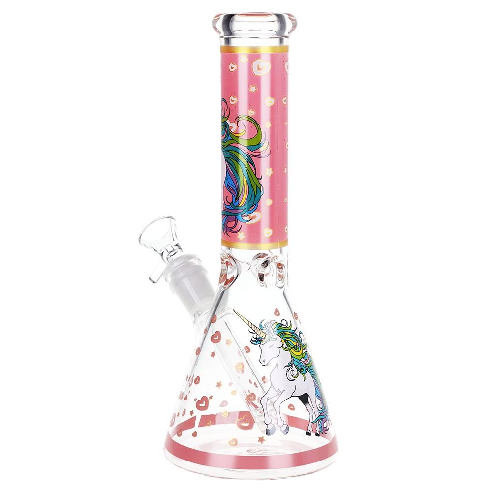 Pink Unicorn Beaker Glass Water Pipe - 10" / 14mm F - DEGIN store