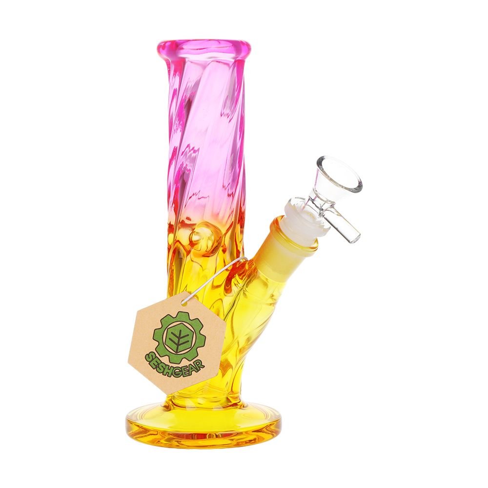 SeshGear Twist Ombre Straight Tube Glass Water Pipe | 7.75" | 14mm F - DEGIN store