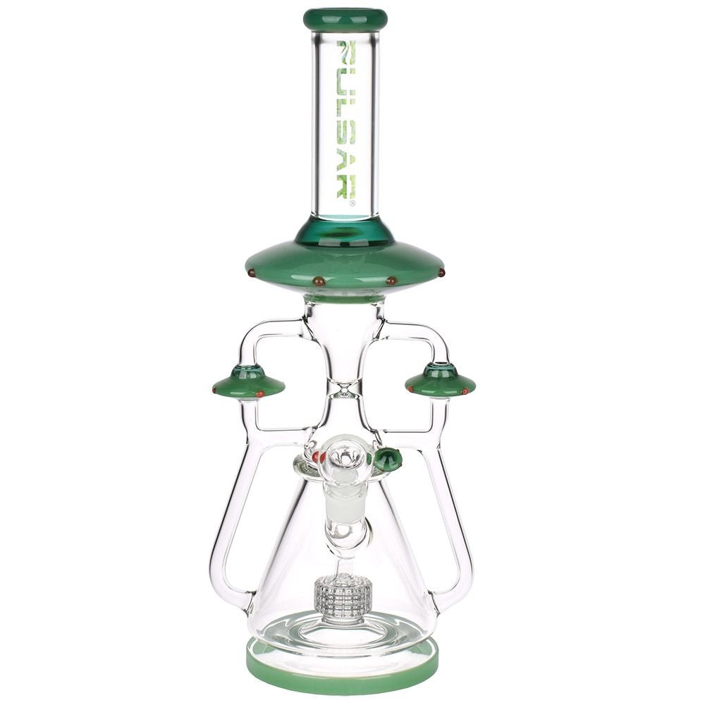 Pulsar Far - Out Visitors Recycler Glass Water Pipe | 17.25" | 19mm F - DEGIN store