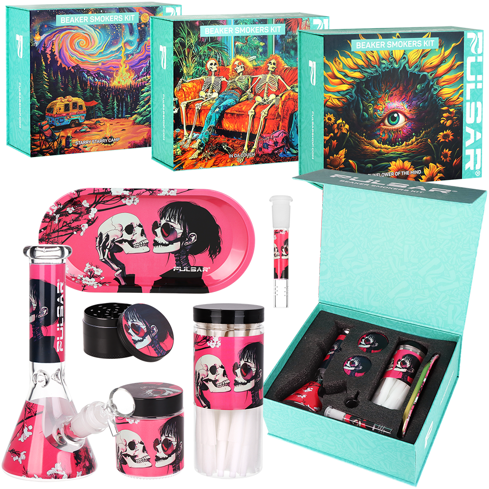 Pulsar Design Series Beaker Water Pipe Smoker's Kit | 7.75" - DEGIN store