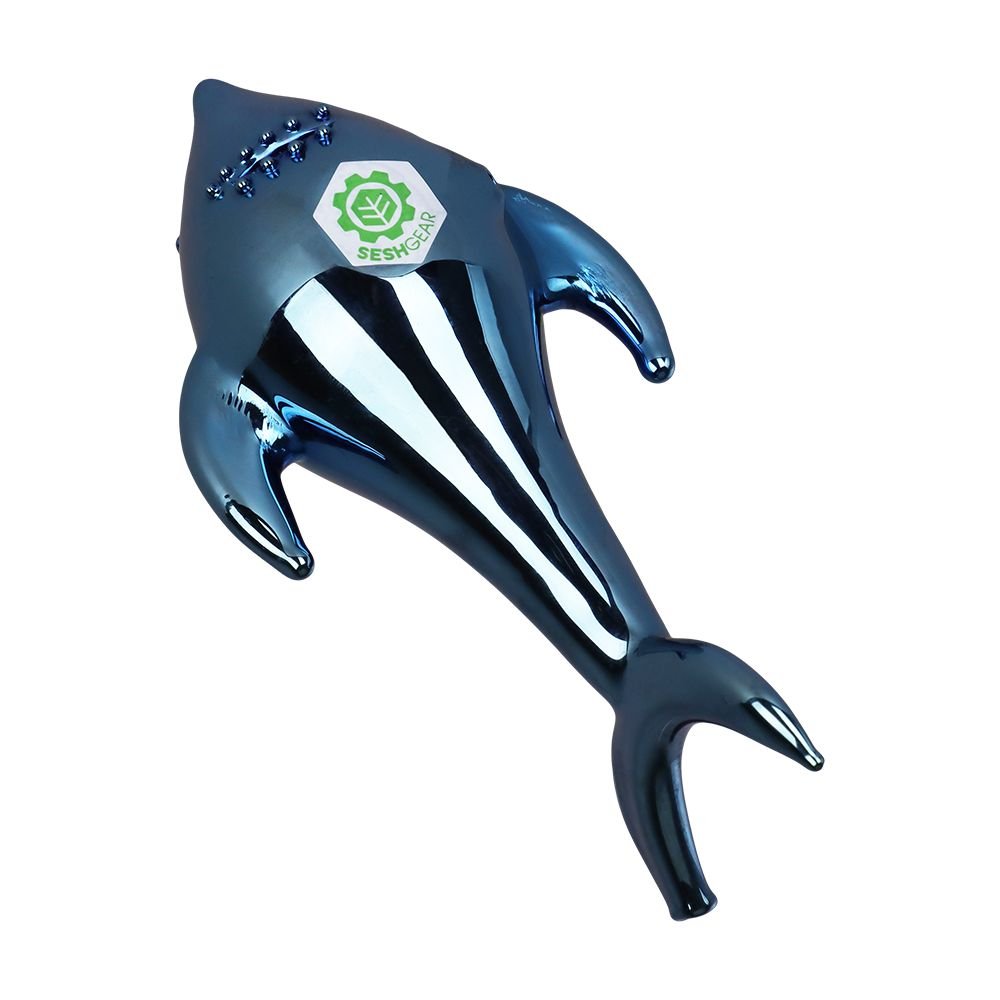 SeshGear Electroplated Cobalt Chomper Glass Hand Pipe - 5" - DEGIN store