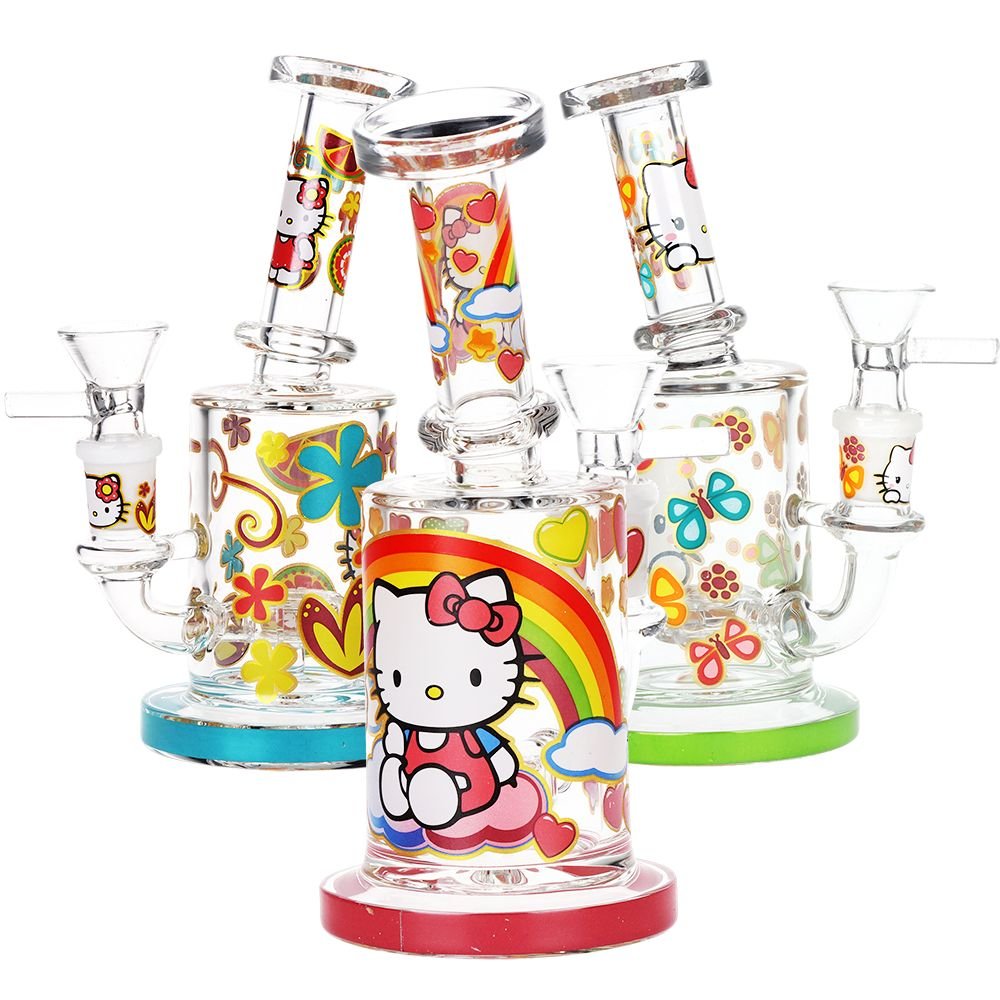 Salutations Hello Kitty Glass Water Pipe | 6.25" | 14mm F - DEGIN store