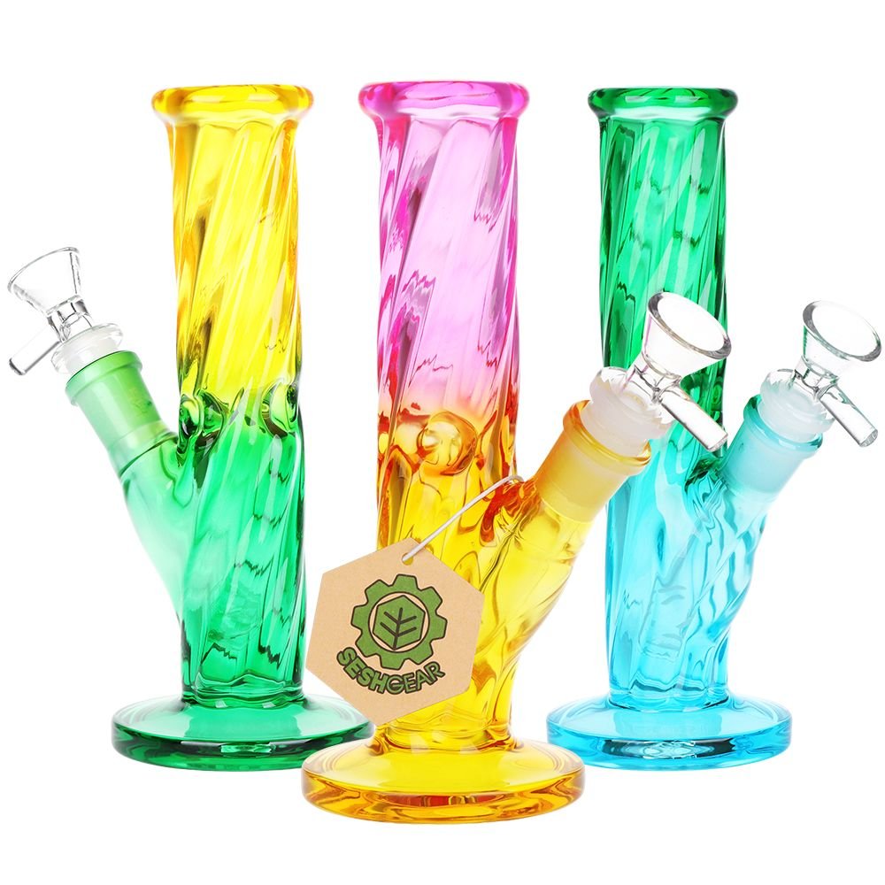 SeshGear Twist Ombre Straight Tube Glass Water Pipe | 7.75" | 14mm F - DEGIN store