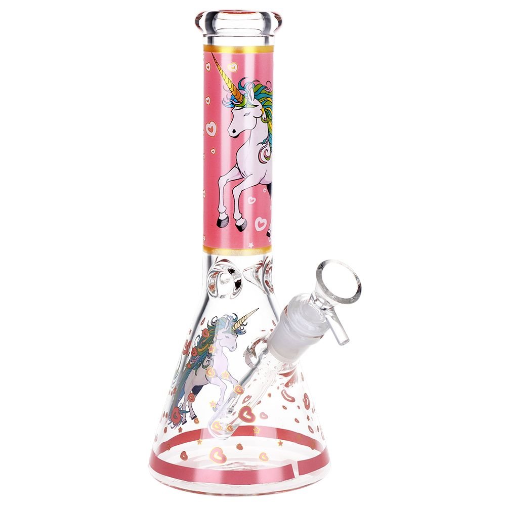 Pink Unicorn Beaker Glass Water Pipe - 10" / 14mm F - DEGIN store