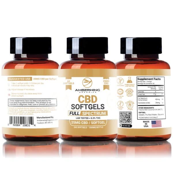 Full Spectrum CBD Softgels – Capsules 25mg 60 Count - Wholesale - DEGIN store