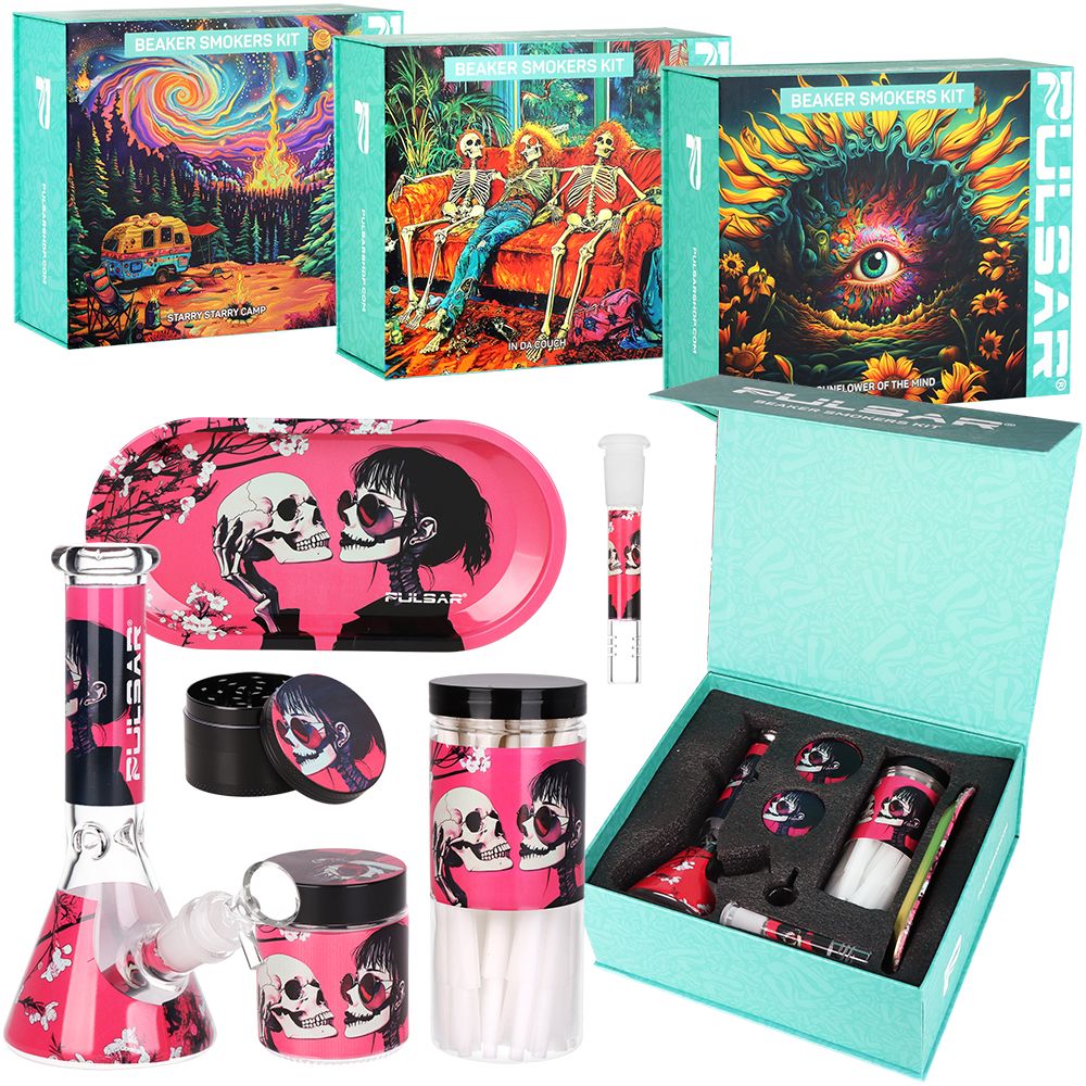 Pulsar Design Series Beaker Water Pipe Smoker's Kit | 7.75" - DEGIN store