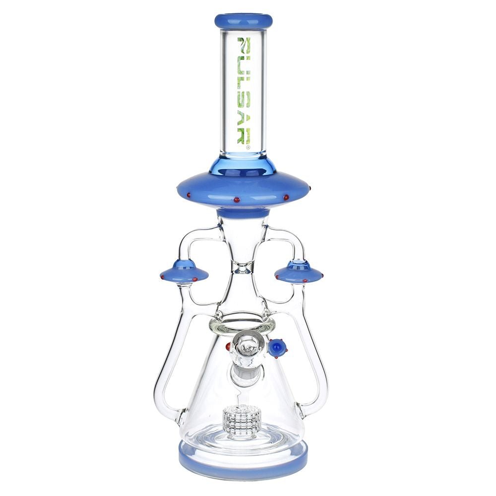 Pulsar Far - Out Visitors Recycler Glass Water Pipe | 17.25" | 19mm F - DEGIN store