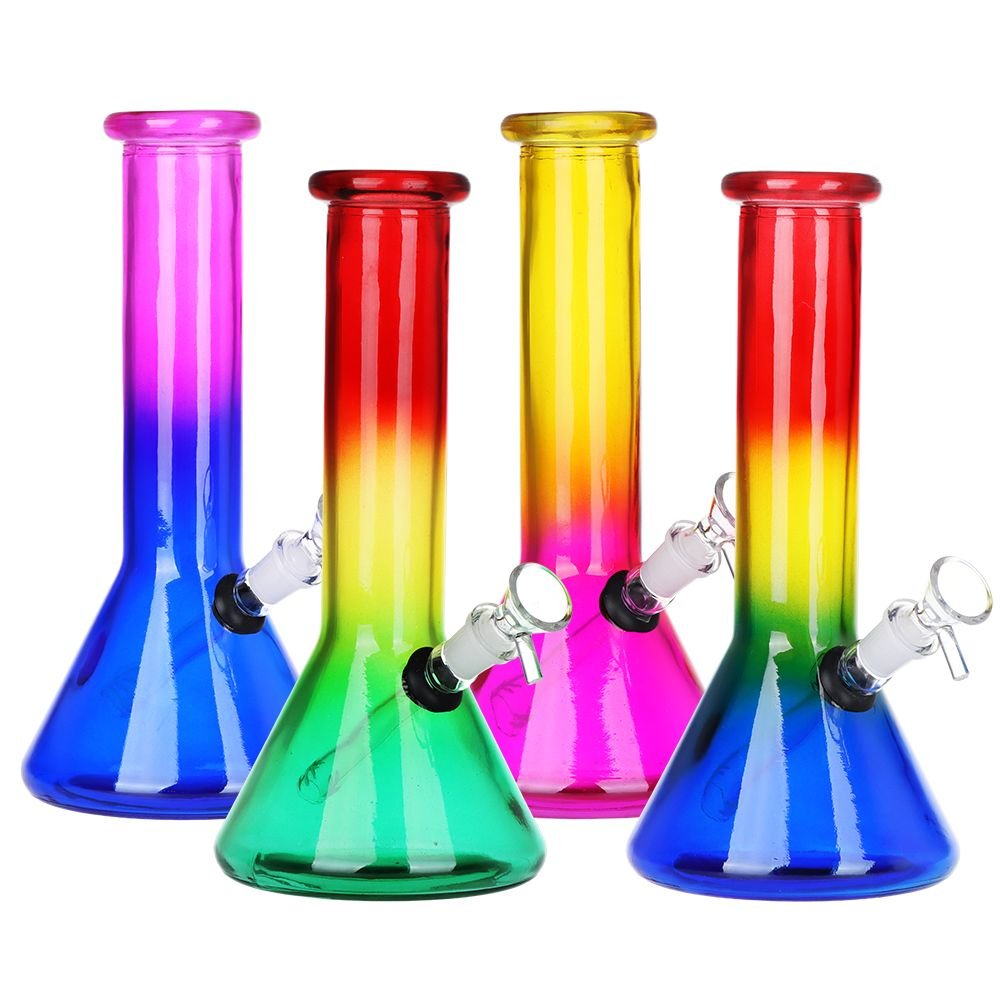 SeshGear Boxed Ombre Beaker Glass Water Pipe - 10" / 14mm F / Colors Vary - DEGIN store