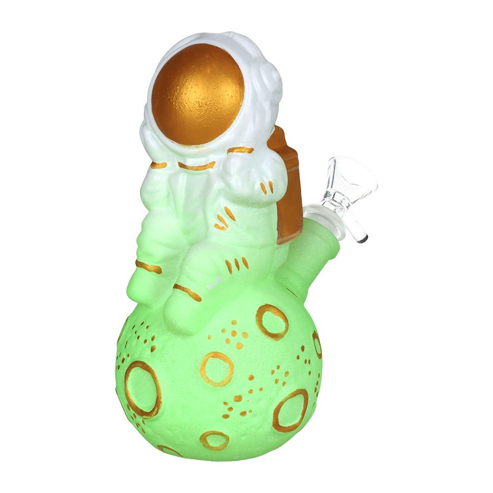 Dreamy Astronaut Glow In The Dark Painted Glass Water Pipe - 6.75" / 14mm F / Colors Vary - DEGIN store